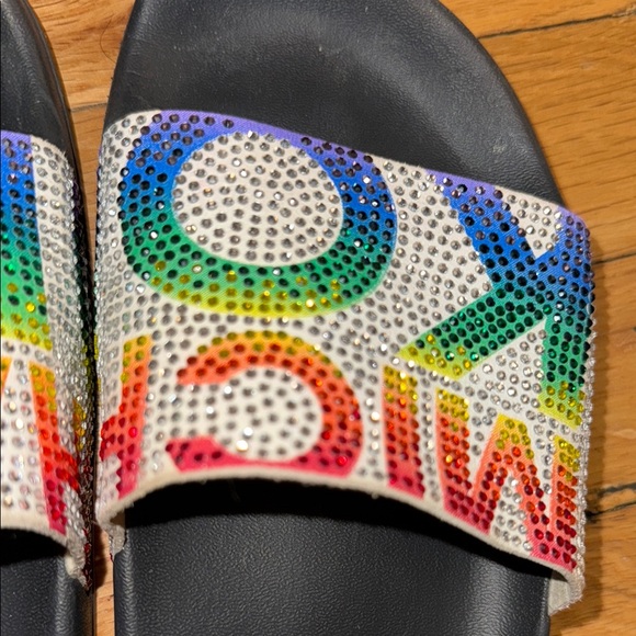 Michael Kors Black Slides with Colorful Rhinestones. Rare find - Picture 4 of 7